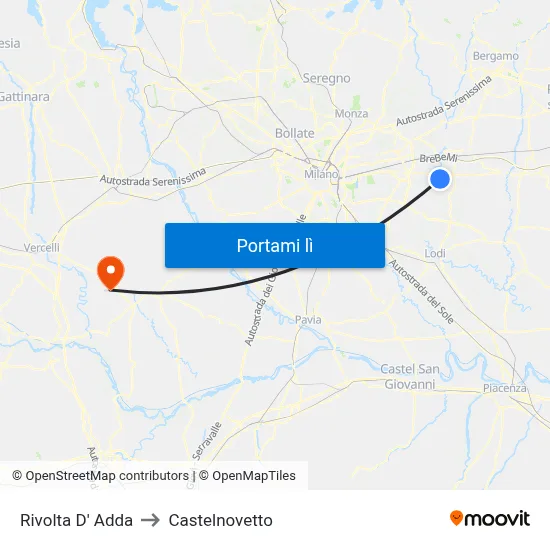 Rivolta D' Adda to Castelnovetto map