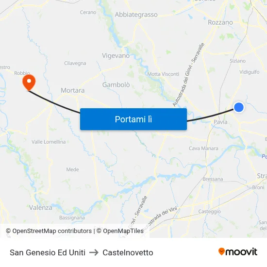 San Genesio Ed Uniti to Castelnovetto map