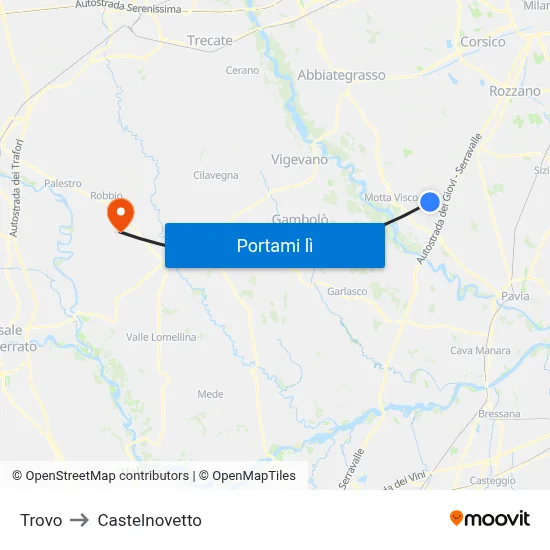 Trovo to Castelnovetto map