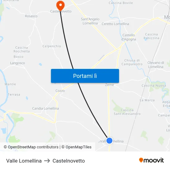 Valle Lomellina to Castelnovetto map