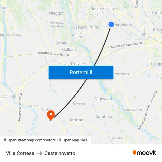 Villa Cortese to Castelnovetto map