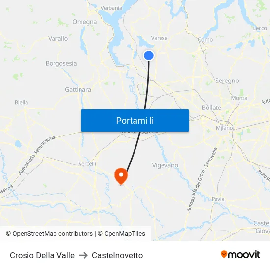 Crosio Della Valle to Castelnovetto map