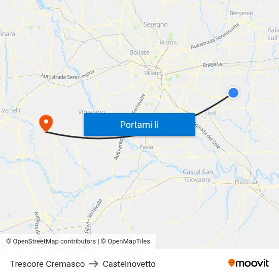 Trescore Cremasco to Castelnovetto map