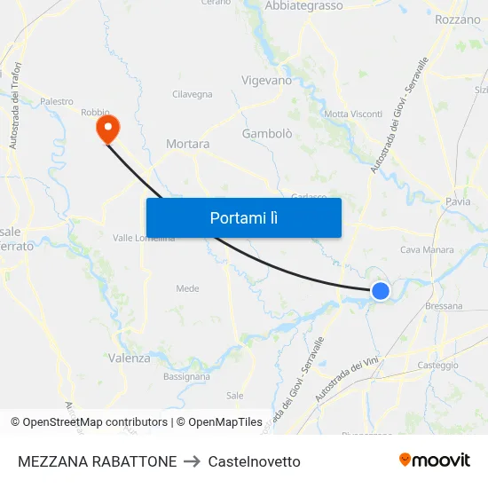 MEZZANA RABATTONE to Castelnovetto map
