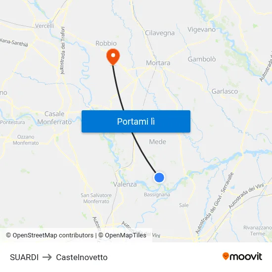 SUARDI to Castelnovetto map