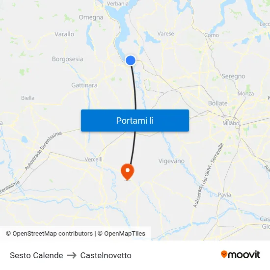 Sesto Calende to Castelnovetto map