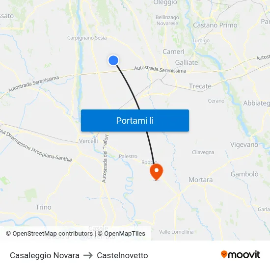 Casaleggio Novara to Castelnovetto map