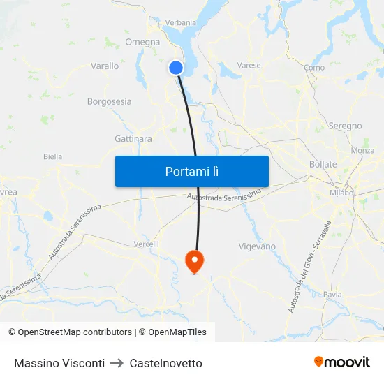 Massino Visconti to Castelnovetto map