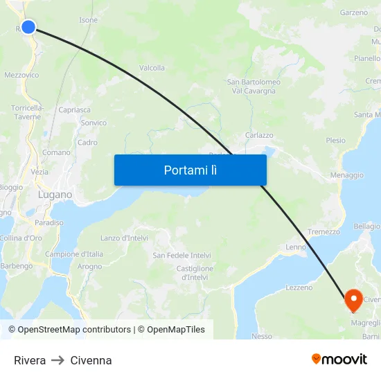 Rivera to Civenna map