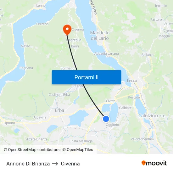 Annone Di Brianza to Civenna map