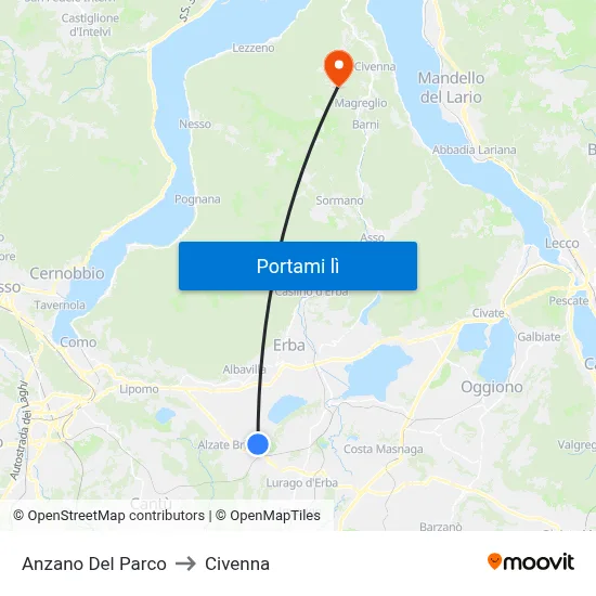Anzano Del Parco to Civenna map