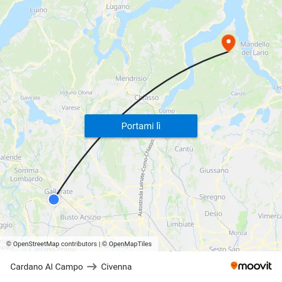 Cardano Al Campo to Civenna map