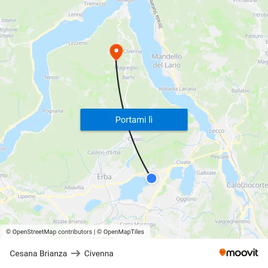 Cesana Brianza to Civenna map
