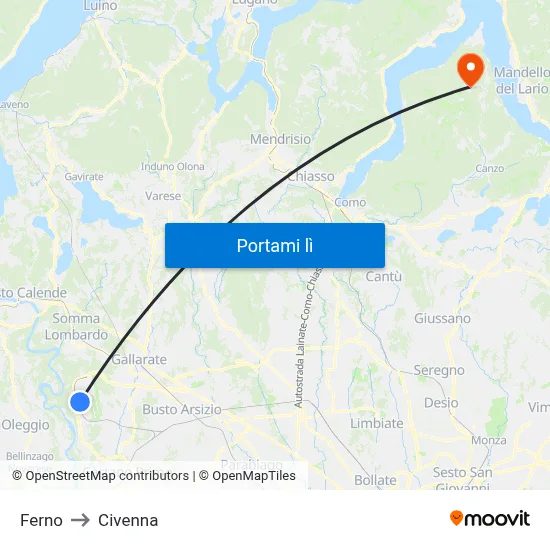 Ferno to Civenna map
