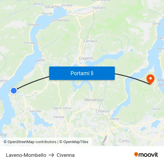 Laveno-Mombello to Civenna map