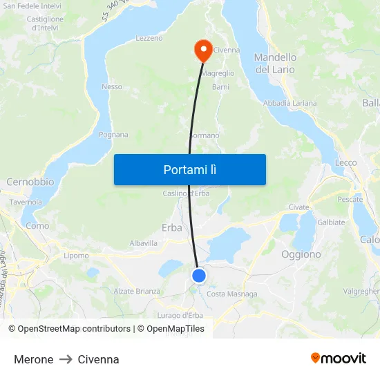 Merone to Civenna map