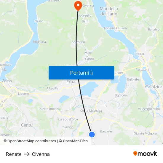 Renate to Civenna map