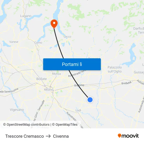Trescore Cremasco to Civenna map