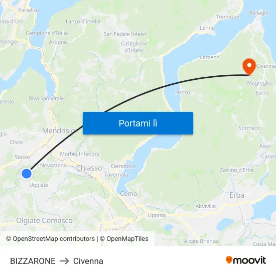 BIZZARONE to Civenna map