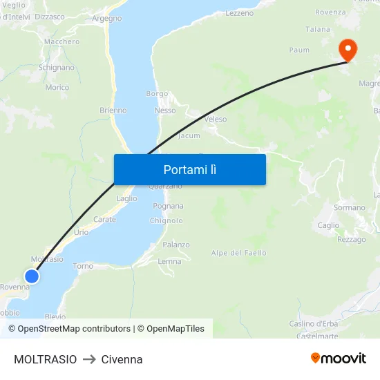 MOLTRASIO to Civenna map