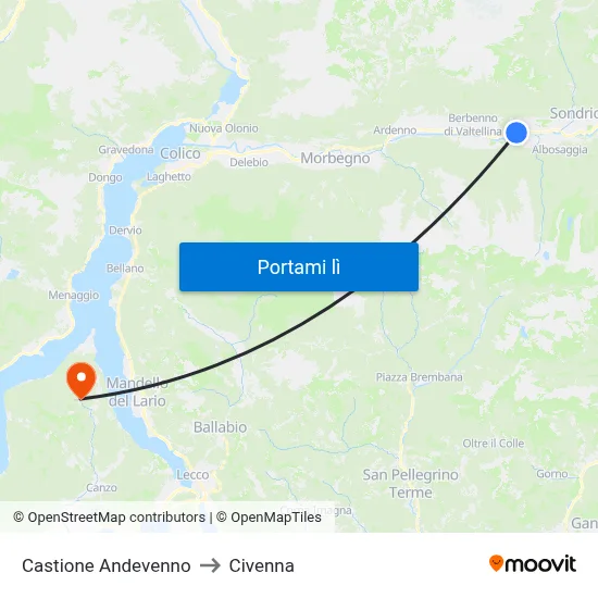 Castione Andevenno to Civenna map