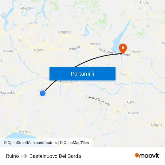 Ruino to Castelnuovo Del Garda map