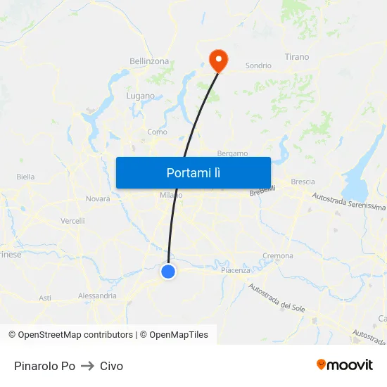 Pinarolo Po to Civo map