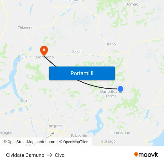 Cividate Camuno to Civo map