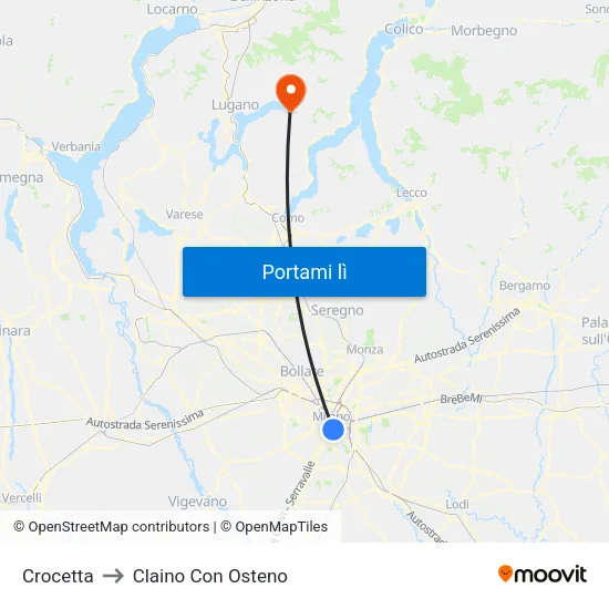 Crocetta to Claino Con Osteno map