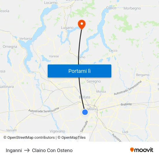 Inganni to Claino Con Osteno map
