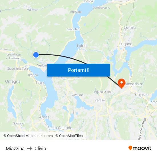 Miazzina to Clivio map