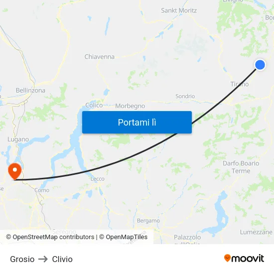 Grosio to Clivio map