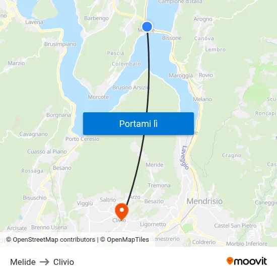 Melide to Clivio map