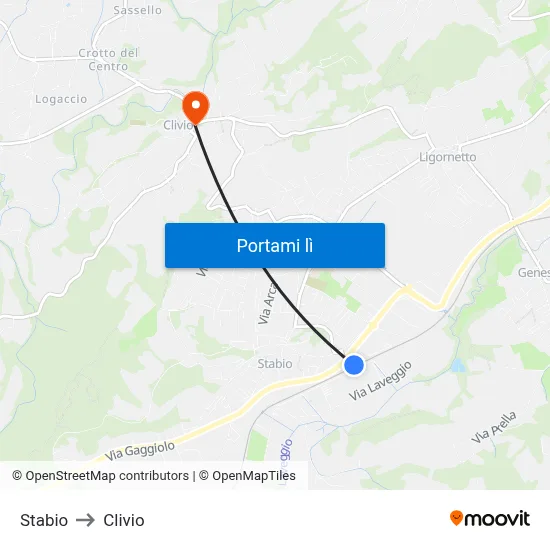 Stabio to Clivio map