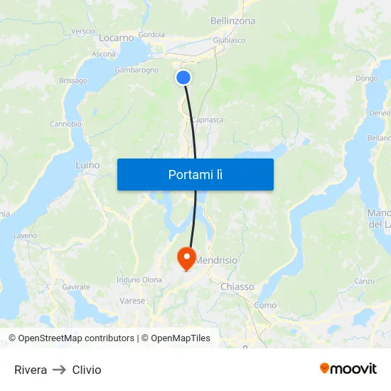 Rivera to Clivio map