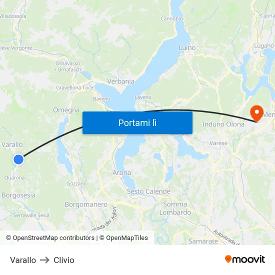 Varallo to Clivio map