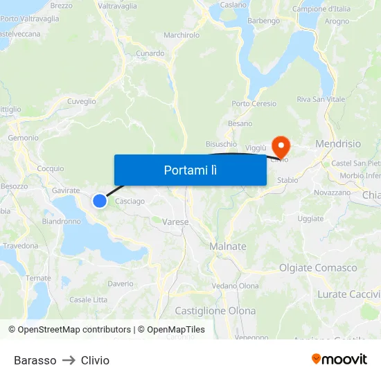 Barasso to Clivio map