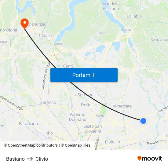 Basiano to Clivio map
