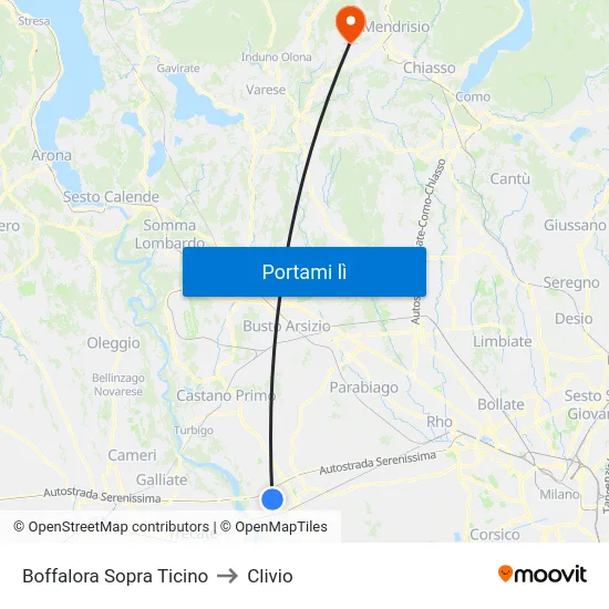 Boffalora Sopra Ticino to Clivio map