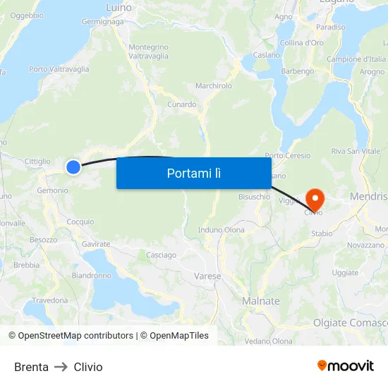 Brenta to Clivio map