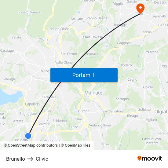 Brunello to Clivio map
