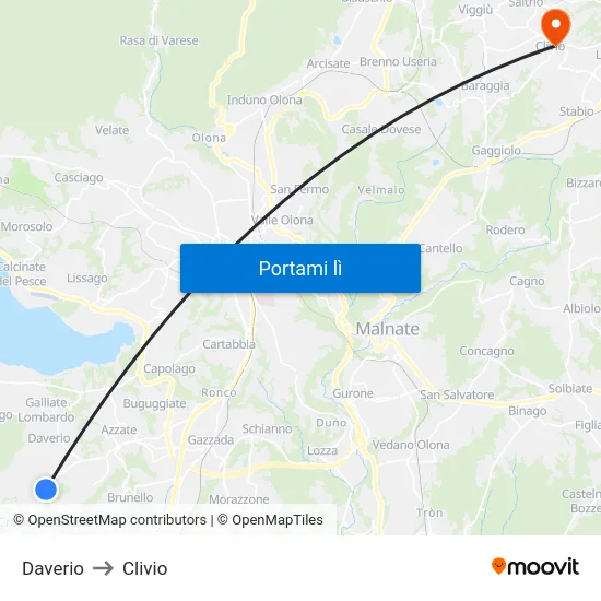 Daverio to Clivio map