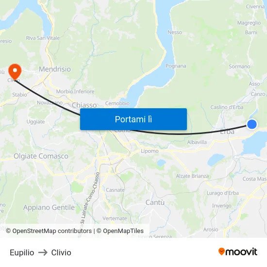 Eupilio to Clivio map