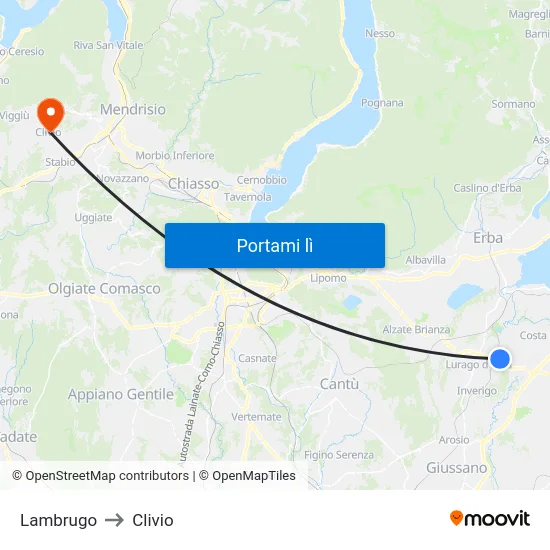 Lambrugo to Clivio map