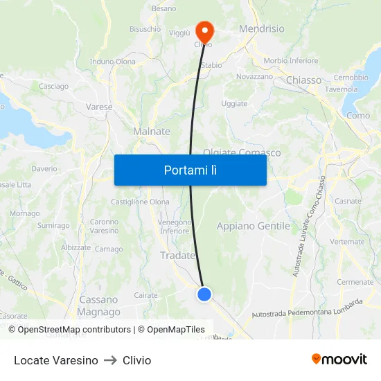 Locate Varesino to Clivio map