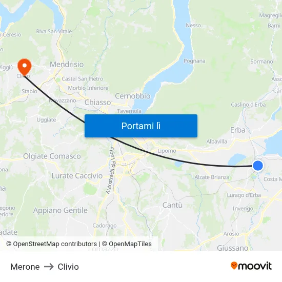 Merone to Clivio map