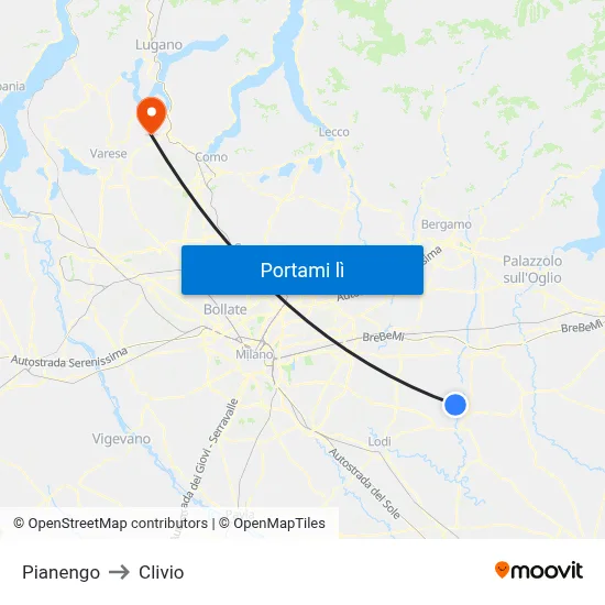 Pianengo to Clivio map