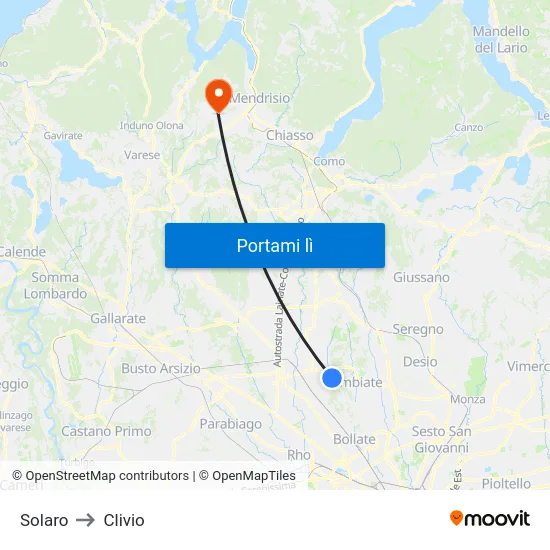 Solaro to Clivio map