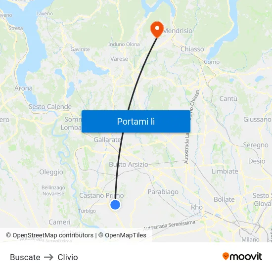 Buscate to Clivio map