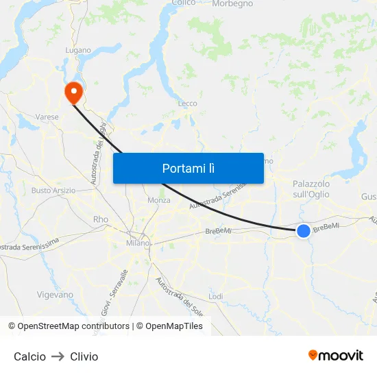 Calcio to Clivio map